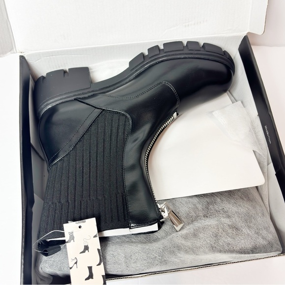 MYSOFT BLACK ANKLE BOOTS WOMEN ZIP SYNTHETIC LEATHER BOOTS SIZE 9 NEW WITH BOX - Picture 8 of 9